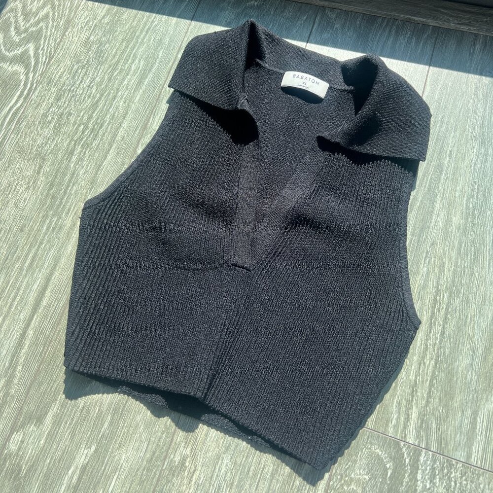 Aritzia Babaton Sculpt Knit Top Black
